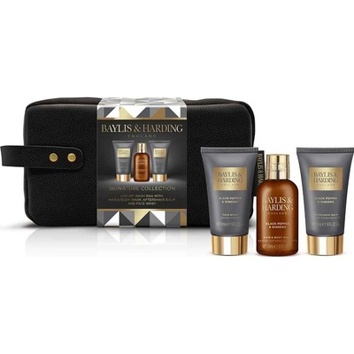 Baylis & Harding Black Pepper & Ginseng umývací gél na tvár 50 ml + sprchový gél na telo a vlasy 100 ml + balzam po holení 50 ml darčeková sada