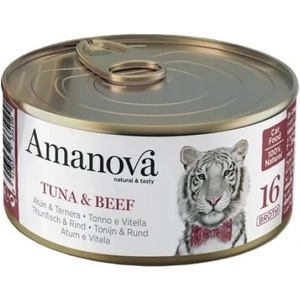 Amanova cat can 16 tuna beef - консерва за пораснали котки от всички породи, с Риба тон и телешко месо - 70 гр, Испания - 33374