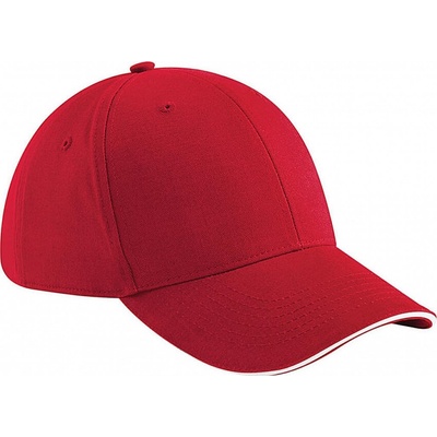Beechfield 6 panelová Athleisure ČERVENÁ/BIELA