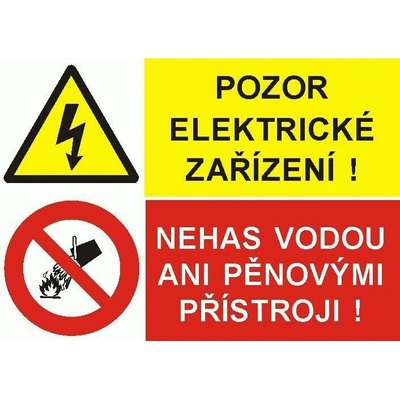 CUPRO Tabulka"POZOR EL.ZAŘÍZENÍ/NEHAS VODOU" A6 F, samolepící SDTH A6 FÓLIE