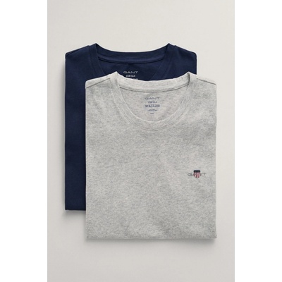 Gant C-neck T-shirt 2-pack Light Grey Mel/navy