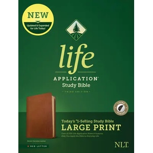 NLT Life Application Study Bible, Third Edition, Large Print (Red Letter, Genuine Leather, Brown, Indexed) | Tyndale (ISBN: 9781496446893)