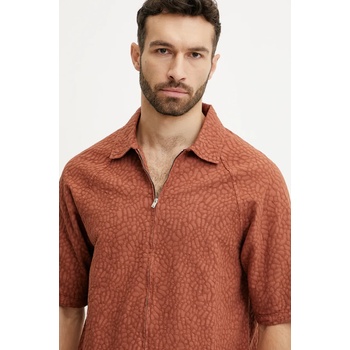 OAS Памучна риза oas мъжка в оранжево със стандартна кройка 7060 (7060.01)