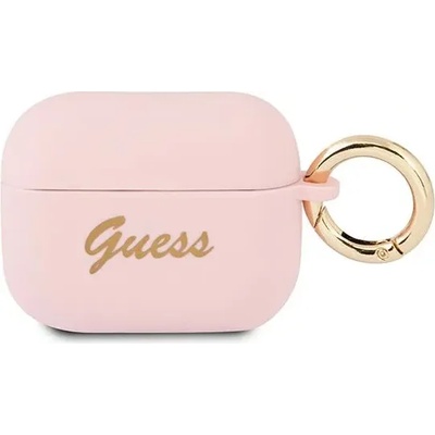 Guess GUAPSSSI калъф за AirPods Pro, розов, силикон, Vintage Script (GUAPSSSI)