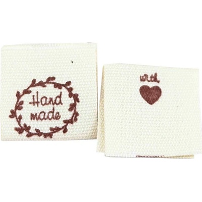 Pro Háčkování Látková cedulka Handmade bílá natural s věncem