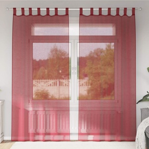 vidaXL Пердета от воал с прът джобове, 2 бр, виненочервено (4102248)