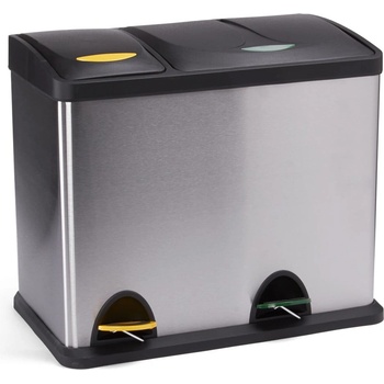 MSV Стоманено кошче за боклук за рециклиране с педал в матово сребрист цвят 18+8 l Tri Selectif - MSV (100450)
