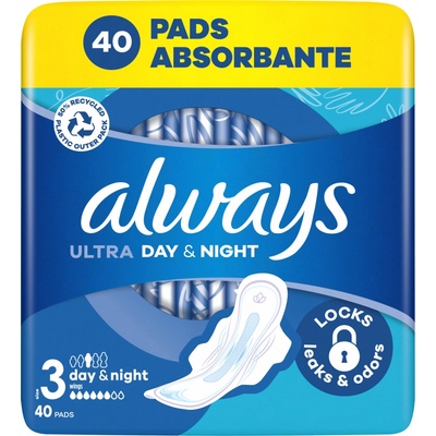 Always Ultra Day & Night hygienické vložky vel. 3 s křidélky 40 ks