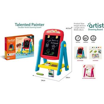 Image 1 of Armtoys ДВУЛИЦЕВА ДЪСКА НА СТОЙКА С МАГНИТНИ БУКВИ artist 24 ЧАСТИ