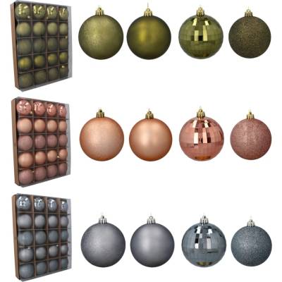 Pro-Tech shop Sada 20 vianočných gúľ 8cm olivová / medená / grafitová mix vzorov 69521