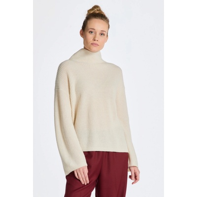 Gant sveter WOOL RIBBED STAND COLLAR biela