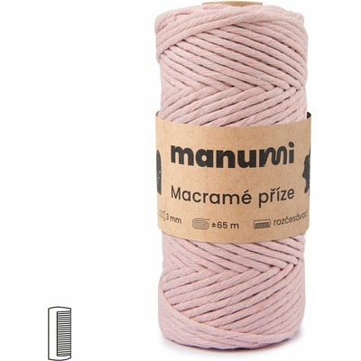 Manumi Macramé priadza stáčaná 3mm svetloružová - 1 ks