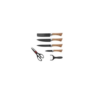 HausRoland Комплект ножове HausRoland HR009-3, 6 части, Белачка и ножица, Кафяв (V4-18)