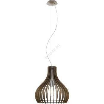 EGLO 61917 - Пендел TINDORI 1xE27/60W/230V Ø 38 см кафяв (EG61917)