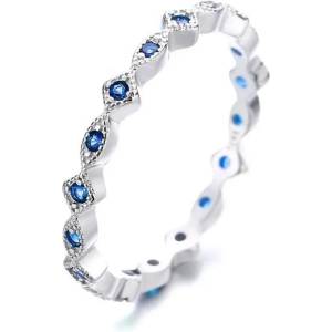 Silenti Jewelry Сребърен пръстен "Синьо Око" - 8 - 57мм (18.1мм диам. )