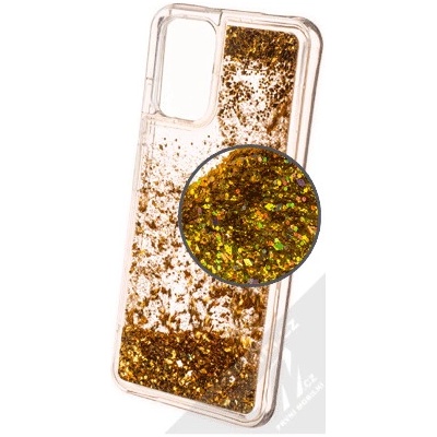 Pouzdro 1Mcz Liquid Diamond Sparkle ochranné s přesépacím efektem třpytek Xiaomi Redmi Note 10, Redmi Note 10S, Poco M5s zlaté