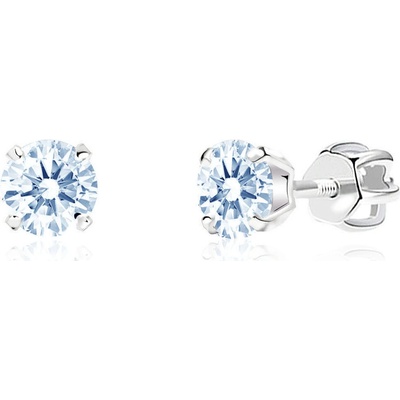 Duppi dievčenské náušnice okrúhle DU 31303 z bieleho zlata s kamienkami svetlo modrými zapínanie balónik