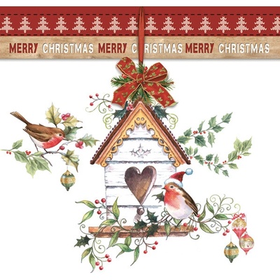 Maki ubrousky vánoční Xmas Bird House 3V 33x33 cm 20 ks