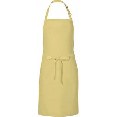 Link Kitchen Wear Univerzální keprová zástěra s laclem a nastavitelným páskem u krku žlutá pudrová 72 x 85 cm X986