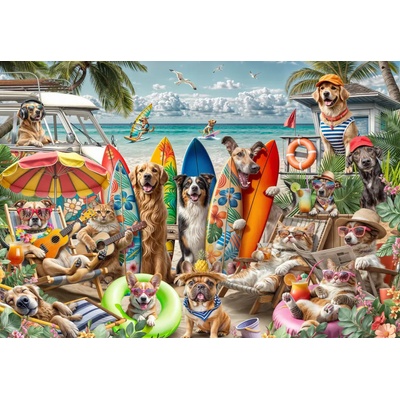 - Puzzle Dogs and Cats at the Beach - 2 000 piese