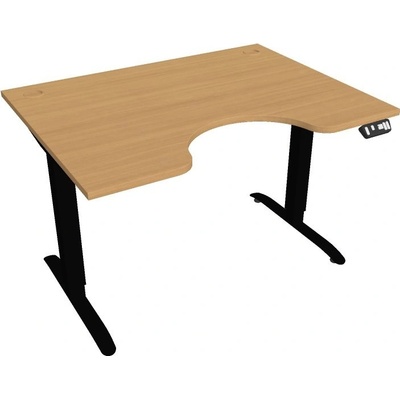 Hobis Office Pro psací stůl Motion MS ERGO 2 Šířka: 120 cm, Barva desky: buk, Barva kovu: černá RAL 9005 Šířka 120-180 cm / 27 barevných variant