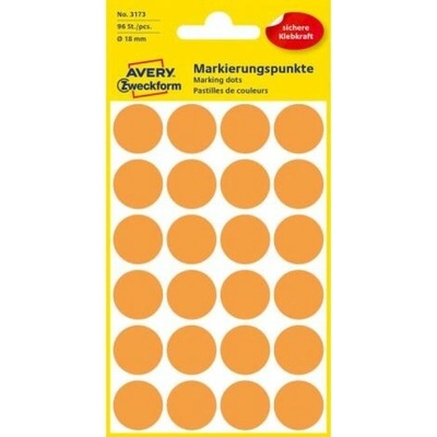 AVERY ZWECKFORM Etikety kulaté 18 mm neonově oranžové 96 etiket bal 4 list