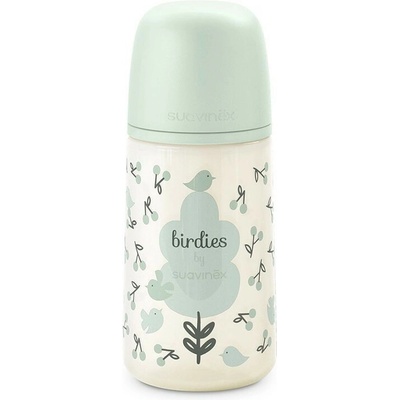 Suavinex dojčenská fľaša fyziologická M Birdies zelená 270 ml