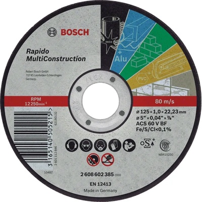 Bosch Диск карбофлексов универсален 125х1х22.23 мм BOSCH Rapido Multi Construction (0012214)