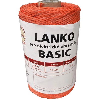 Lanko BASIC pro el. ohradník, 3x0,16 mm Niro, 250 m, oranžová