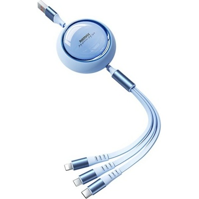 Remax multifunkčný 3v1 / micro USB / USB-C / Lightning 15W / 3A 1,2m modrý