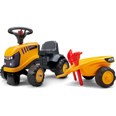 Alltoys Falk traktor JCB žluté s volantem a valníkem
