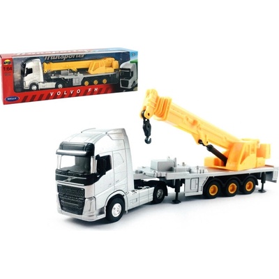 Welly nákladný voz Volvo ťahač s návesom a žeriavom 1:64
