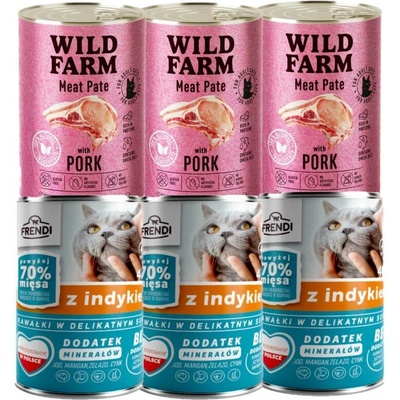Frendi kousky v jemné krůtí omáčce 3 x 400 g + Wold Farm Pate Pork 3 x 400 g