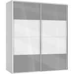 Bogdan Furniture G Двукрилен гардероб с плъзгащи врати Мебели Богдан Модел bm-ava 5, сив гланц с бяло