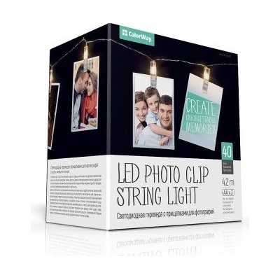 COLORWAY LED fotokolíčky 40 LED délka 4,2 m teplá bílá napájení 3x AA