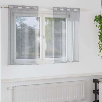 vidaXL Перде от воал С завеси 2 pcs Тъмен сив 140 x 140 cm Полиестер (4108002)