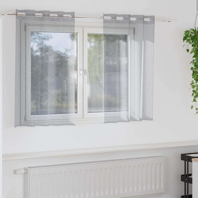 vidaXL Перде от воал С завеси 2 pcs Тъмен сив 140 x 140 cm Полиестер (4108002)