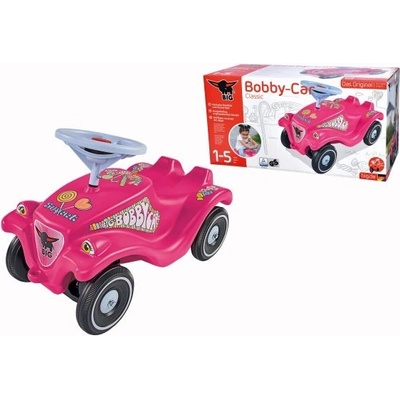 BIG auto Bobby Car Classic Candy ružové so zvukom a nálepkami cukríky
