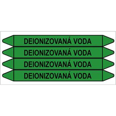 Značení potrubí, deionizovaná voda,4 ks, 250 × 26 mm PZ 009069