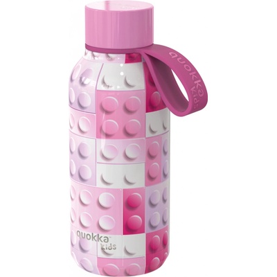 Quokka Solid Kids termoláhev s poutkem Pink Bricks 330 ml