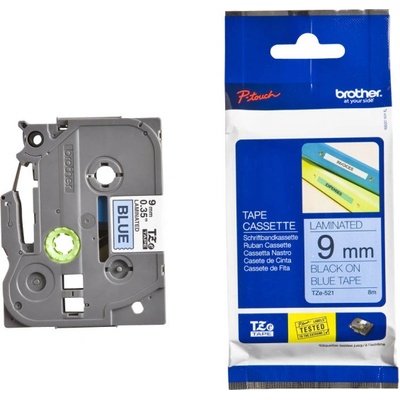 Brother Originální páska TZE-521 9 mm černý tisk na modrém podkladu