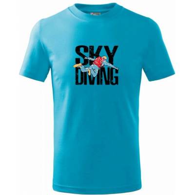 Skydiving nápis tričko detské Svetlý tyrkys