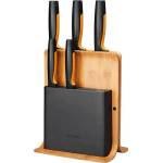 Fiskars Комплект ножове Functional Form New с бамбукова поставка, 5 броя (FS 1057552)