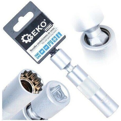 Nástrčná hlavice na svíčky, tenkostěnná s kloubem 16 mm 3/8" CrV – GEKO, 16 mm – Sleviste.cz