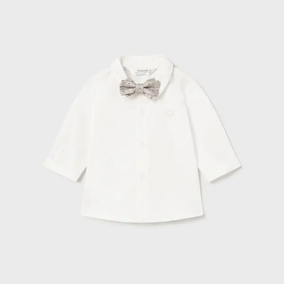 MAYORAL Риза дълъг ръкав за новородено момче в мръсно бяло с бежова папийонка Майорал