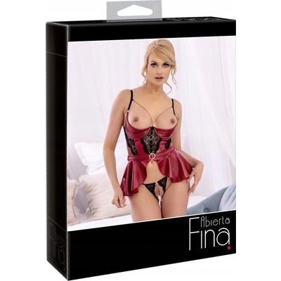 Korzet Abierta Fina Corset With Open Cups And Thong červený – Zboží Dáma
