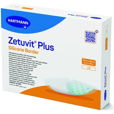 Zetuvit Plus Silicone Border Kompres sterilný 16 x 26 cm 10 ks