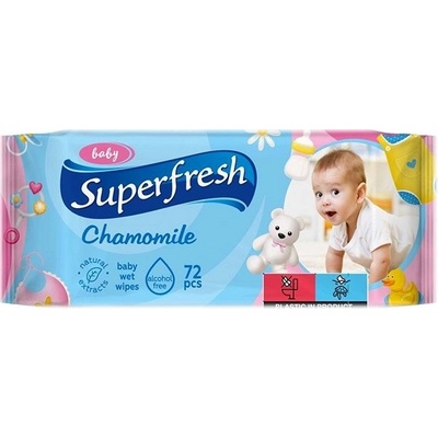 SUPERFRESH vlhčené ubrousky Chamomile 72 ks