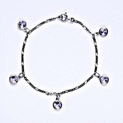 Čištín stříbrný se Swarovski krystaly violet kolečka R 1336