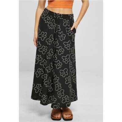 Urban Classics Women's viscose midi skirt blackflower čierna